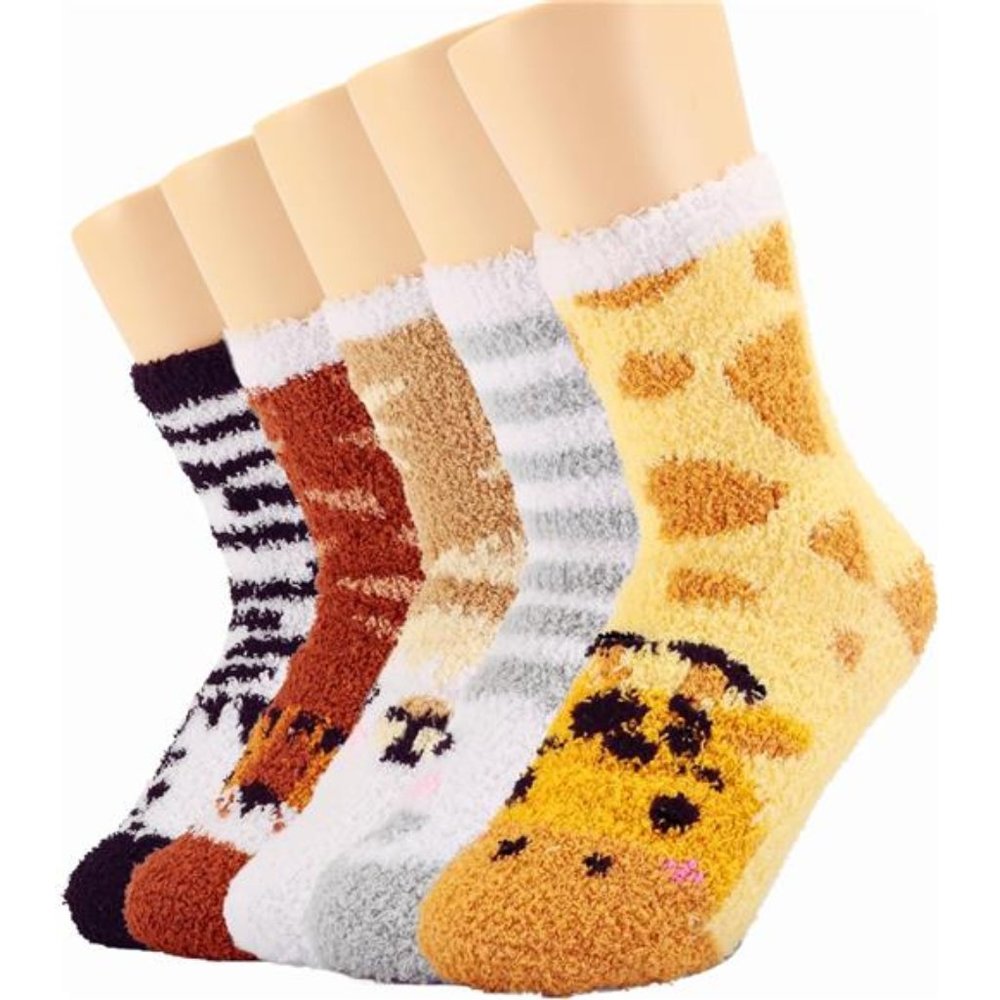 Fluffy Fuzzy Socks - 4 to 5 Pairs Bulk Pack - Cozy Warm Fleece Socks For Women